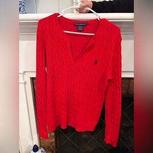 Ralph Lauren Bright Red V-Neck Sweater